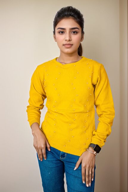 yellow full sleeve light woollen sweater