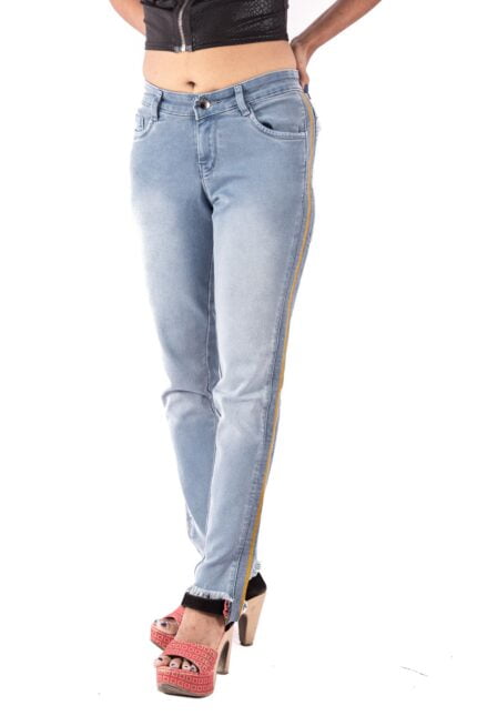 Side-line mid-waist jeans