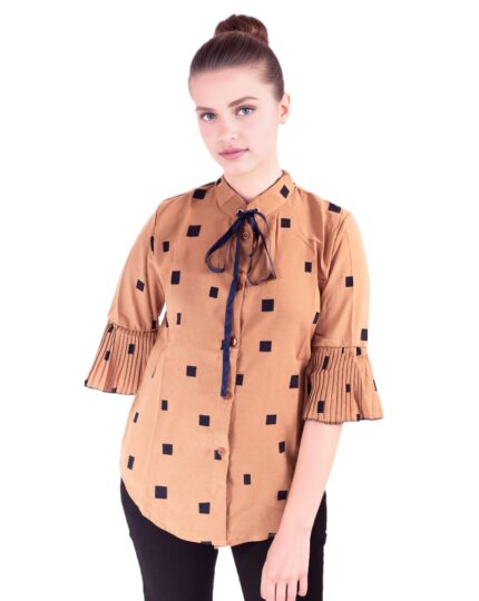 Brown bell sleeve shirt pattern top