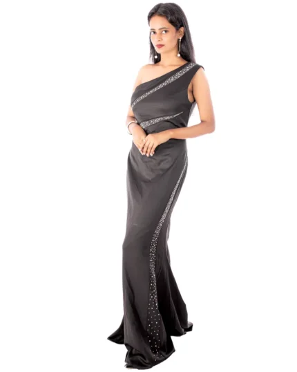 Midnight glamour one-shoulder gown