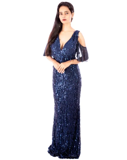 Sapphire elegance sequin long gown