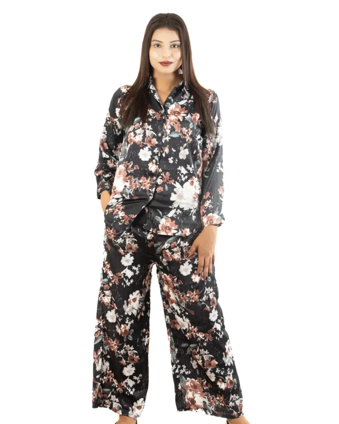 Black printed Printed Shirt Pattern Co-Ord Set