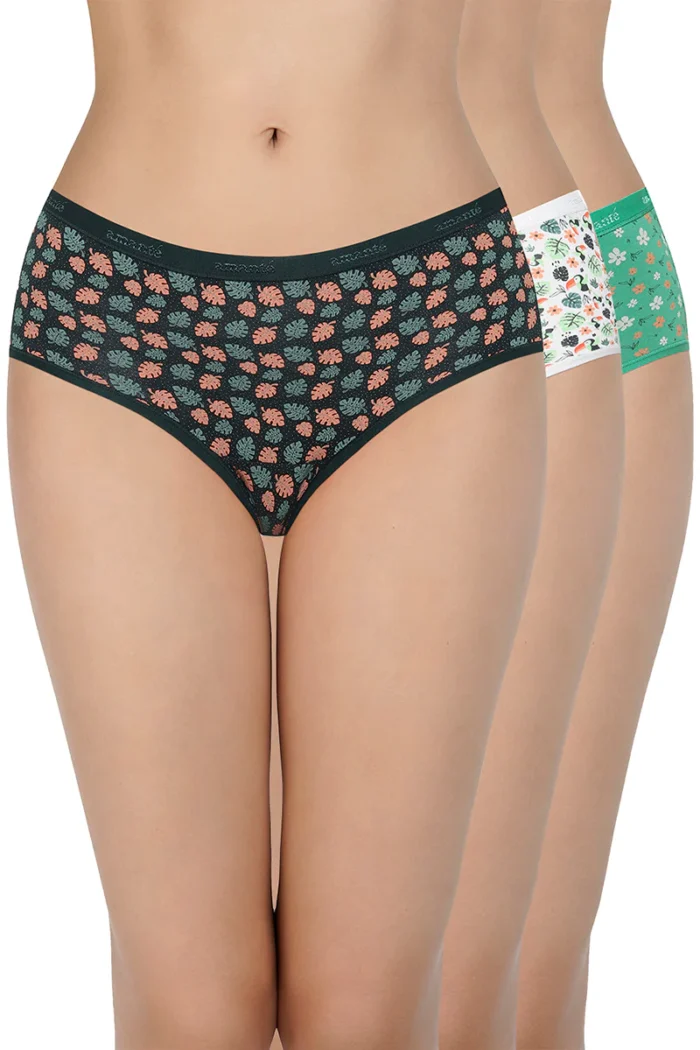 Amante Assorted Printed Bikini Style Panties for Women - Pack of 3