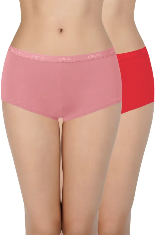 Amante Solid Low Rise Assorted Colour Boyshorts panties (Pack of 2)