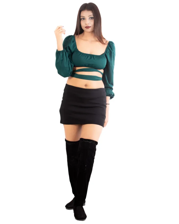 Emerald grace full sleeve crop top