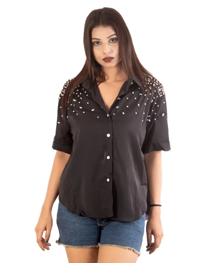 Sparkle rhinestone short shirt short shirt