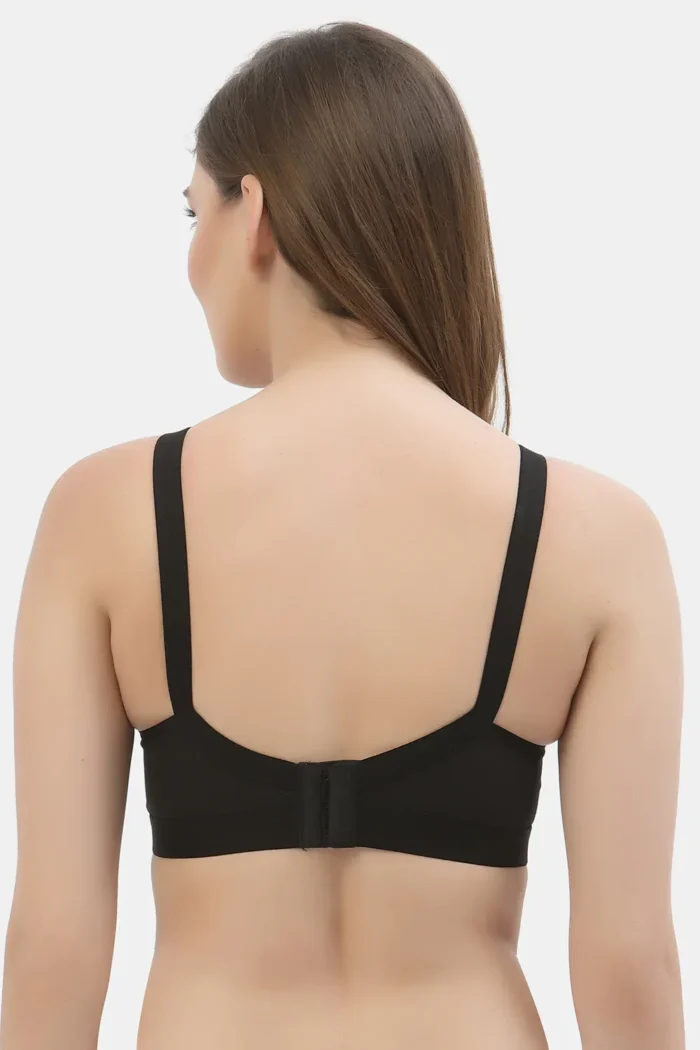 Floret Crossfit Full Coverage Cotton Bra black | Non-Padded, Non-Underwired, Crossneck Support, 4-Hook Closure, Wide Straps | Ideal for Large and Regular Sizes full coverage cotton bra black