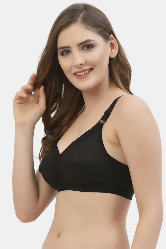 Floret Crossfit Full Coverage Cotton Bra black | Non-Padded, Non-Underwired, Crossneck Support, 4-Hook Closure, Wide Straps | Ideal for Large and Regular Sizes full coverage cotton bra black